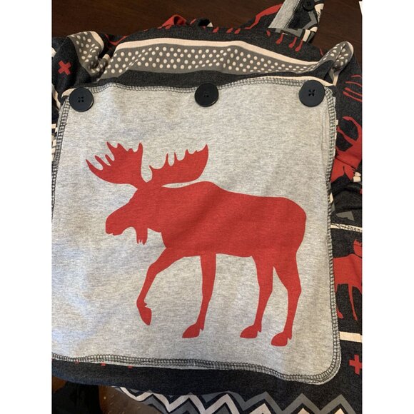 Lazy One XXL Adult Cotton Moose Print Flapjack Onesie Pajamas  Button-Up - Picture 9 of 10